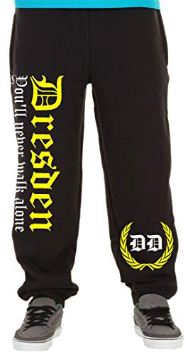 Dresden Never Walk Alone Männer und Herren Jogginghose | Fussball Ultras Fan | M2 (M, Schwarz)