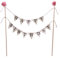 1 Stück Happy Birthday Cake Wimpelkette Topper Girlande Handarbeit Wimpel Flaggen mit Holzstange elfenbeinfarben Rosa Rosen