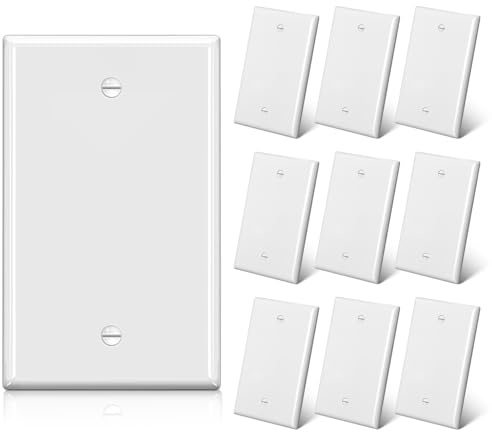 BESTTEN 10 Pack 1-Gang No Device Blank Wall Plate, UL Listed, Standard Size, H4.53” x W2.76”, Unbreakable Polycarbonate Thermoplastic Outlet Cover, White