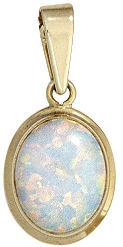 JOBO Damen-Anhänger aus 333 Gold mit synthetischem Opal Oval