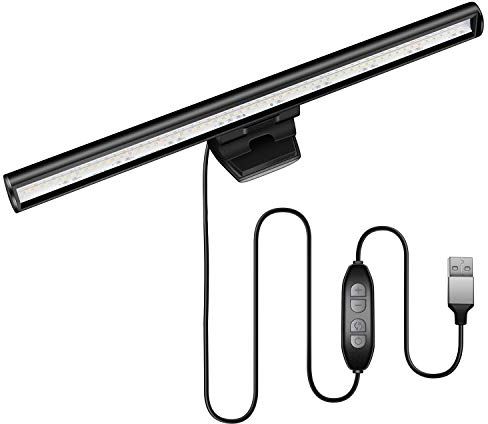 HIOUME Barra de luz para monitor de laptop, lámpara LED de lectura electrónica USB, 3 temperaturas de color ajustables, 10 niveles de brillo de atenuación, sin deslumbramiento de pantalla, ahorro de