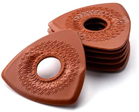 Bog Street AXE CUT Guitar Picks, Medium, Electric Guitar and Acoustic Guitar Picks, Red (6-Pack)