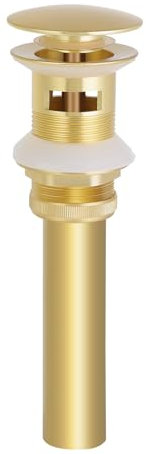 ESFORT Bonde de lavabo de salle de bain, bonde pop-up avec trop-plein, doré brossé