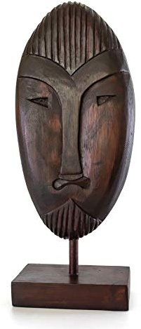 G6 COLLECTION Handgefertigte primitive Tribal Statue Skulptur Tiki Bar Handgefertigte Einzigartige Geschenkkunst Dekorative Wohnkultur Akzent Figur Dekoration Kunstwerk Handgeschnitzt Tiki auf Ständer