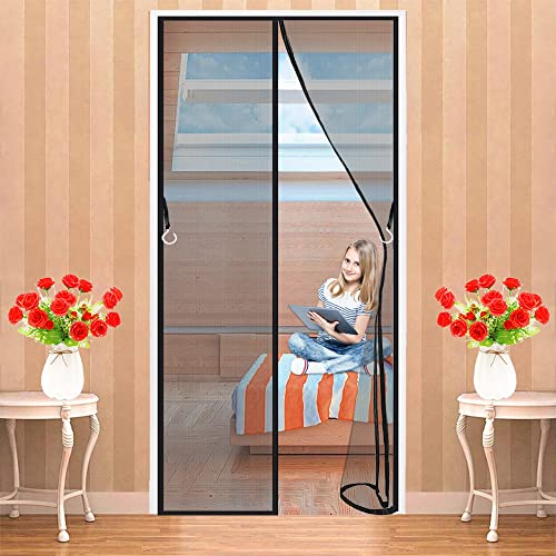 Porte moustiquaire magnétique 70x180 cm Moustiquaire magnétique - Rideau magnétique de porte - Protection optimale contre les mouches et les insectes, Noir