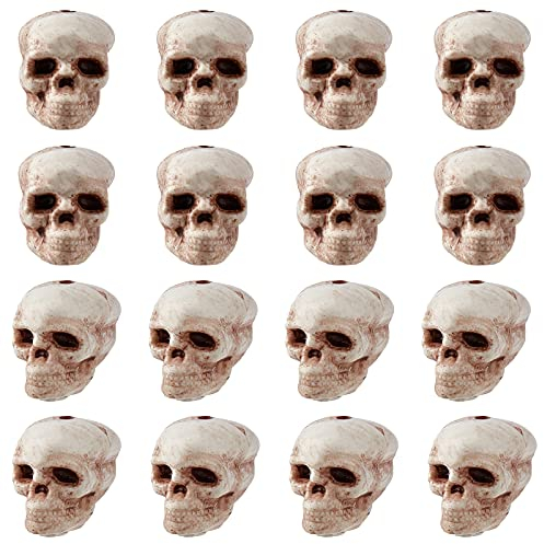 nbeads 24 Stück Plastik Totenkopf Perlen, Realistisch Aussehende Schädel kopfperlen Charms Lose Spacer perlen Für Halloween DIY Handwerk Schmuckherstellung, 22x18x21 mm