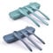 2 Sets Reusable Cutlery Set with Case, Travel Fork Knife Spoon Set, Portable Plastic Cutlery Set for Picnic School Office Lunch (1)