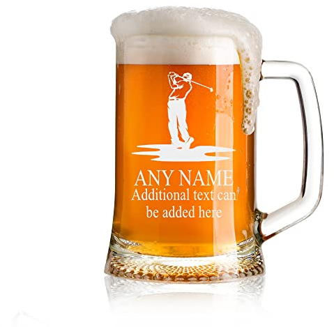 ukgiftstoreonline Personalised Engraved Pint Glass Beer Tankard Sports Award Golf Theme