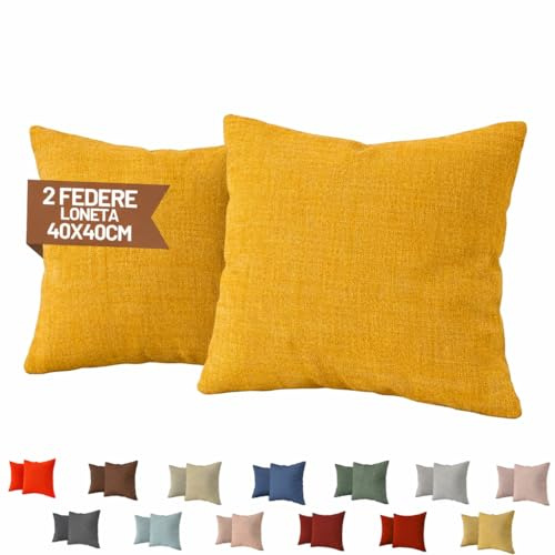 SONIT - Kissenbezug 40x40 cm - Sofa Kissen, Deko Kissenbezüge für Wohnzimmer und Schlafzimmer - 2er-Set - Made in Italy - Mango