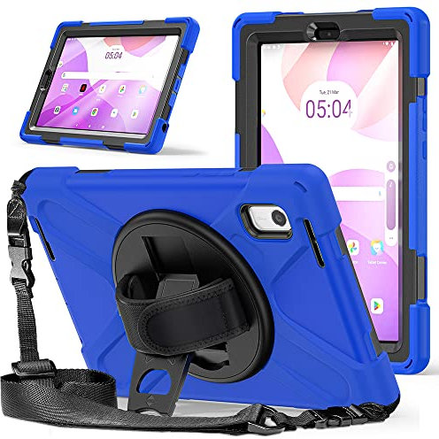 YGoal Funda para Lenovo Tab M9 - Carcasa con 360 Rotación Kickstand, Correa de Bandolera y Mano Híbrido Shockproof Cover para Lenovo Tab M9 HD TB-310FU, Azul