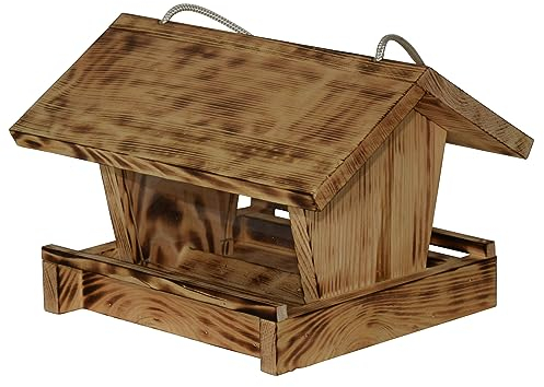 Dehner Natura Premium Wildvogel Futterhaus Linn, Futterstation für Wildvögel, Vogelhaus robust/hängend, inkl. Kordel zum Aufhängen, ca. 27 x 18 x 20.5 cm, aus FSC-zertifiziertem Kiefernholz, natur