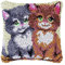 DIY Knüpfhaken-Set Knüpfkissen Zum Selber Knüpfen, Knüpfen Kissen Set Latch Hook Kissen Kit Knüpfteppich Knüpfpackung, Sofakissenbezug Handgemachte Geschenke, 43 × 43 cm, Katze