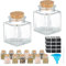 Relaxdays Gewürzgläser 14er Set, Gewürzdosen Glas, 50 ml, mit Etiketten, Stift & Trichter, Korkdeckel, transparent/natur