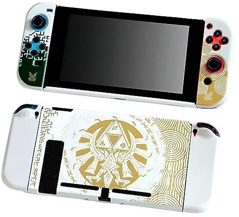 Waldspring Zelda Switch Hülle, Switch Tasche Zelda, Zelda Tears of The Kingdom Switch Hülle, Zelda Switch Schutzhülle, Hartschalenetui Im Zelda-Design Zum Schutz Von Joy-Con Und Konsole (White)