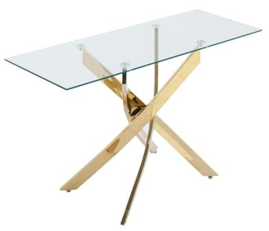Vente-unique - Console en Verre trempé et métal doré - Transparent - Cosima