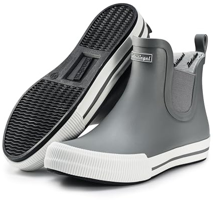 Ultrapower HAVSTEG Halbhohe Gummistiefel | Regenstiefel aus Gummi | Gummihalbstiefel | Matschstiefel Halbhoch | Brushed Design | Grau/Weiß, Gr.:39