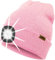 ATNKE LED Beleuchtete Mütze mit Licht,Wiederaufladbare USB 4 LED Beleuchtete Laufmütze Extrem Heller Lampe Winter Warme Stricken Mütze Technik Geschenke für Herren und Damen/Blended Pink Goldwire