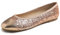Feversole Women's Fashion Round Toe Ballet Flat,Ballerina a Punta Tonda per Donna Oro Rosa Glitter Puntale 40