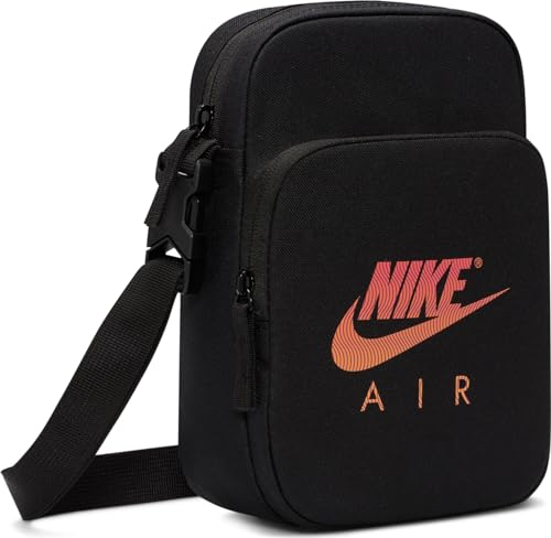 Nike Nk Hritg Crssbdy-Air Wavey, Borsa a Tracolla Unisex, Black/Black/Bright Mandarin, Taglia Unica