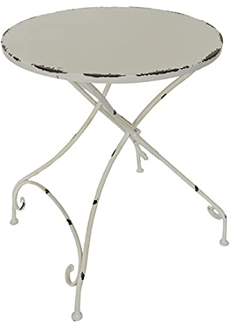 ecosoul Sehr dekorativer Gartentisch Metalltisch Tisch in shabby-Look vintage weiß H/dia 72/60 cm Metall, antikweiss lackiert