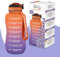 THE STEEL BOTTLE - Borraccia motivazionale sportiva palestra 2.2 Litri con livelli e indicatore del tempo, cannuccia e fasce orarie - BPA e Phthalate Free - chiusura ermetica (Purple & Peach)