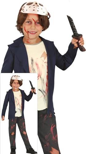 FIESTAS GUIRCA Costume da Machete Killer per Ragazzi - Include Maschera, Giacca, Camicia e Pantaloni - Costumi di Halloween per Ragazzi Età 10-12 Anni