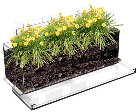 Uozonit Macetas para ventanas, macetas para el alféizar de la ventana, sin taladrar, jardinera transparente para el alféizar de la ventana, moderno contenedor de flores con adhesivos de ventosa,