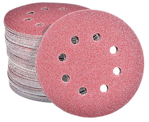 100pcs 125mm Sanding Discs, Hook and Loop 100 x 60 Grit, 8 Hole 5 Inch Round Sanding Discs Pads for Random Orbital Sander by Taspire