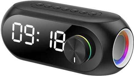 Horloge avec haut-parleur sans fil,horloge haut-parleur sans fil - Radio-réveil avec haut-parleur sans fil | Horloge numérique Rechargeable par USB, double alarme avec Snooze, affichage LED du haut-pa