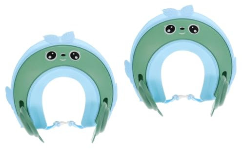 Healeved 2stücke Duschhaube Für Verstellbare Shampoo-kappe Mit Ohren Und Augenschutz Wasserdichtes Lustiges Kronen-design Für Sicheres Haarewaschen Von Jahren Blautöne