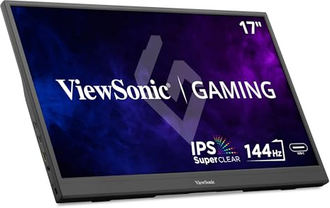 ViewSonic VX1754 17 Portable Gaming Monitor (1920 x 1080), 144Hz, 6.5ms, SuperClear® IPS, mini HDMI, 2 USB type C, speakers