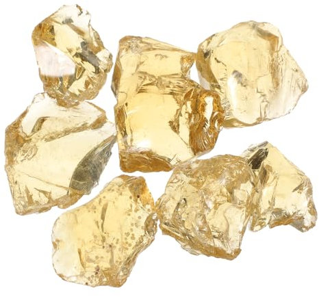 sourcing map Fire Glass for Fire Pit, 3-5cm(1/9-1/5) High Luster Reflective Glass Rocks for Natural or Propane Fireplace, Safe for Outdoors and Indoors Fire pit Glass, Yellow, 400g/14oz