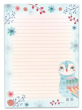 Briefpapier Briefblock Heft Notizblock für Jungen Mädchen Kinder Eule (1 Block A4 mit 25 Blätter)
