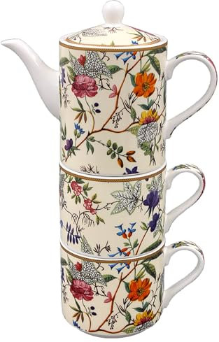 The Leonardo Collection William Kilburn Tea for Two | Ceramic Teapot and Cup Set | Beautiful Gift for Home and Office | Stylish Printed Teapot for Tea Lovers