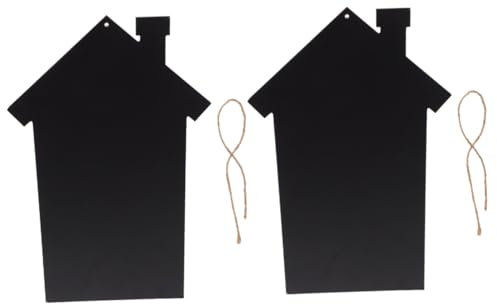 Cabilock 2st Hängende Kleine Tafel Haustafelschild Rustikale Tafel-hängeschilder Doppelseitiges Tafelschild Hausförmige Tafel Nachrichten-memo-anzeige Wandtafelschild Memo-Tags Black MDF