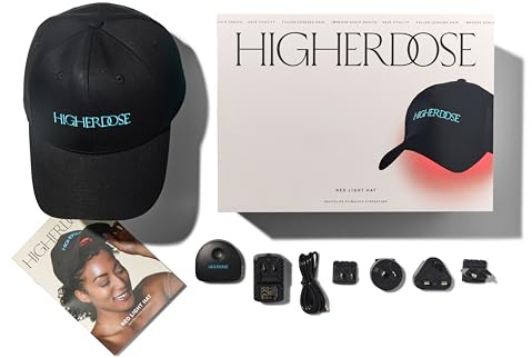 HigherDOSE Red Light Therapy Hat for Hair Growth - Cordless Red Light Cap to Support Scalp Health, Hair Regrowth at Home & Reduced Shedding - Rechargeable LED Hat Promotes Fuller Hair & Scalp Wellness