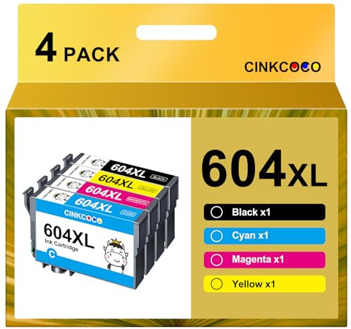 CINKCOCO 604XL Druckerpatronen Multipack Kompatibel für 604 Patronen für 3200 Patronen für 2205 3200 4200 3205 4205 Workforce WF 2930 WF 2935 WF 2910 (4 Pack)