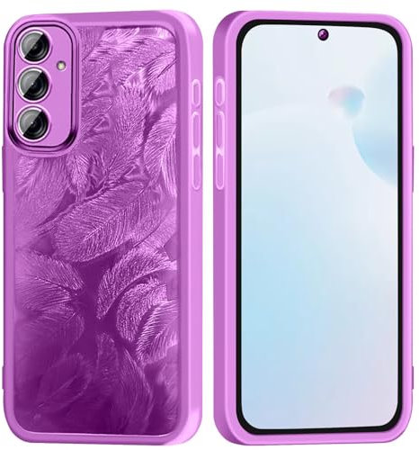 PONRFEKT Glitter Phone Case for Oneplus 12 with Camera Protector,Soft Silicone Shockproof,gradient feather Transparent Cover para Women and Girls,Purple