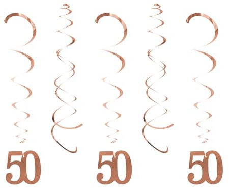 20 Stück Rotgold Deko 50 Geburtstag Frau, 50 Geburtstag Frau Deko Geburtstagsdeko Mann Happy Birthday Party Gadgets Zubehör Luftschlangen Goldene Hochzeit Deko Goldene Hochzeit 50. Partydeko