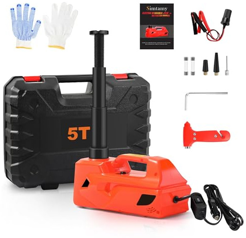 SROCHN 5 Ton Electric Car Jack, Lifting Range 15.5-45cm, 12V Portable Hydraulic Jack Kit, for Car Repair Vehicle Maintenance Roadside Assistance Use
