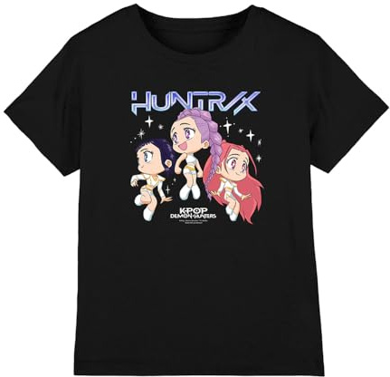 Kpop Demon Hunters Unisex Kids Kpop Demon Hunters - Huntrix Chibi Group Kids T Shirt T-Shirt (Pack of 1)