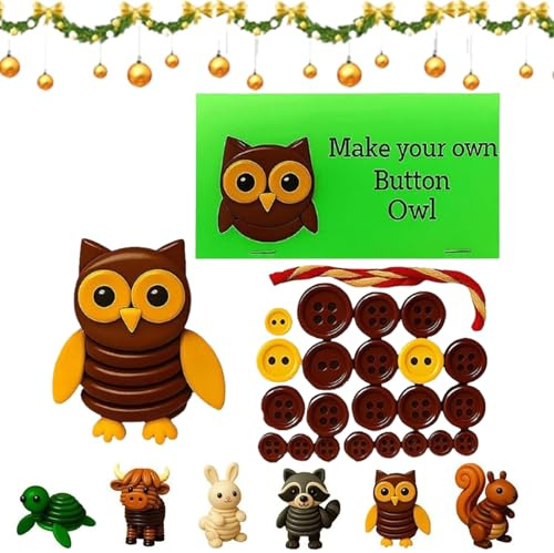 ActSo Diy-bastelset Mit Knöpfen In Form Einer Hochlandkuh，diy Button Highland Cow Craft Kit，weihnachtsschmuck-sets Mit Knöpfen，Lustiges Set Für Basteln Von Hängenden Weihnachtsknöpfen-C