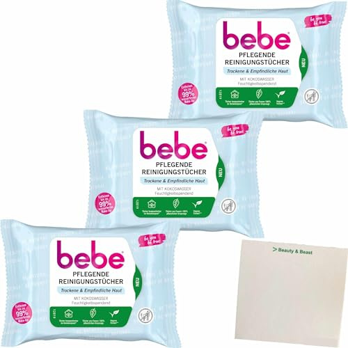 usy Bundle für bebe Pflegende Reinigungstücher Trockene & Empfindliche Haut 3er Pack (3x 25Stk Packung) + usy Block