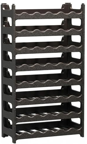 CookandSupply Cave à Vin Plastique Effet Cuir Martelé, Noir, 48 Bouteilles | CookandSupply x TheWV, Étagère Range Bouteilles Modulaire Empilable, Casier 6 Bouteilles par Module, Made in Italy