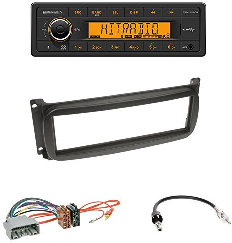 Autoradio Continental TR7412UB-OR Autoradio Bluetooth RDS USB + 1-DIN Radioblende schwarz für Chrysler Neon (PL) 1999-2002 Chrysler Sebring (DR) 01/2000-2007 Chrysler 300 M (LR) 01/2002-2004