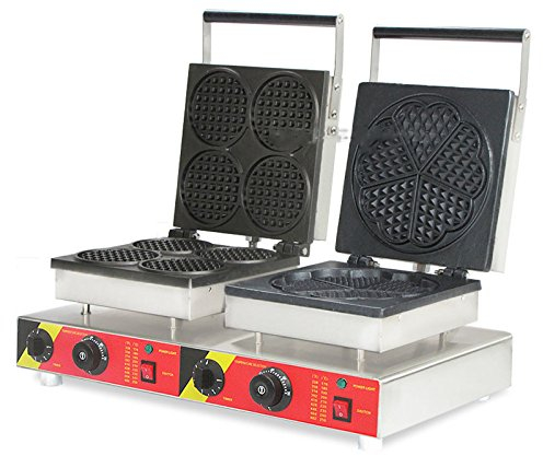 cgoldenwall NP de 573 Comercial 2 En 1, cuadriculada Que Se Máquina Gofrera Maker antiadherente de WAFFEL Tostadora Doble cabezal Waffle Baker eléctrica Belgas WAFFEL Horno 220V