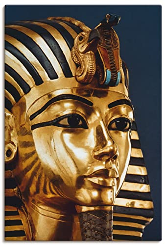 ARTLAND Wanddeko Leinwand Bilder Wandbild 40 x 60 cm Figur Maske Schmuck Gold Büste König Tutanchamun 1342 v Ch Ägypten S7UQ