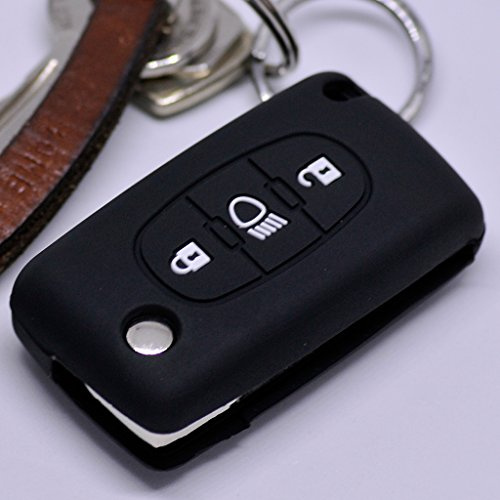 Soft Case Schutz Hülle Auto Schlüssel für Citroen C4 Picasso C5 C8 Dispatch Jumpy Flip Key Klappschlüssel/Farbe Schwarz