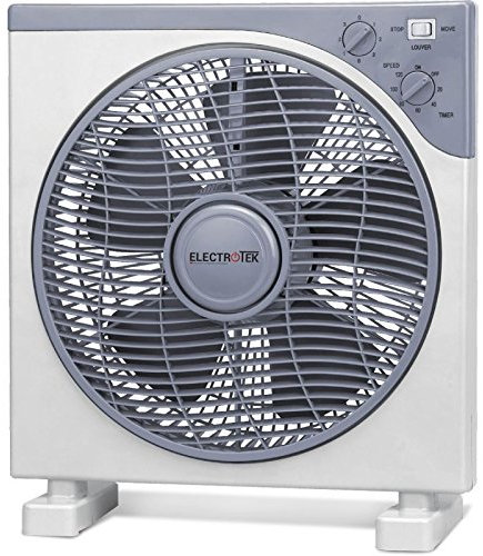 ELECTROTEK Ventilador Cuadrado de 12 cm. de diámetro con Temporizador de 2 Horas. Potente (40W)
