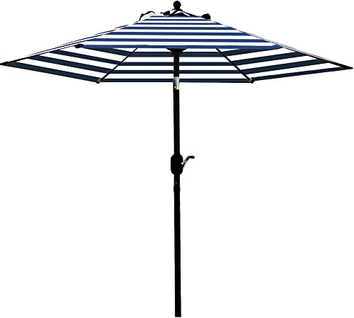 Sunnyglade 7.5' Gartenschirm Tisch im Freien Markt Regenschirm mit Push Button Tilt/Crank, 6 Rippen Blau und weiß